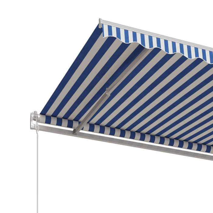Copertină retractabilă automat, albastru și alb, 450x350 cm - WALTI WALTI
