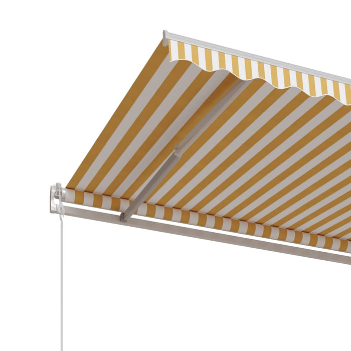 Copertină retractabilă automat, galben și alb, 450x350 cm - WALTI WALTI