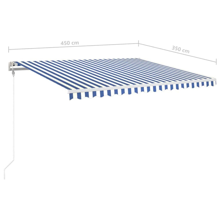 Copertină automată cu LED&senzor vânt, albastru/alb, 450x350 cm - WALTI WALTI
