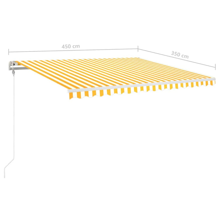 Copertină automată cu LED&senzor vânt, galben/alb, 450x350 cm WALTI