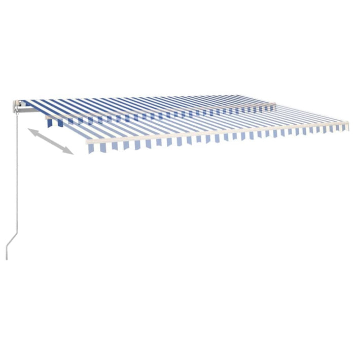 Copertină retractabilă manual cu LED, albastru&alb, 500x350 cm WALTI