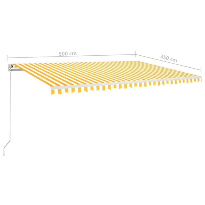 Copertină retractabilă manual cu LED, galben și alb, 500x350 cm WALTI