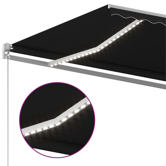 Copertină retractabilă manual cu LED, antracit, 500x350 cm - WALTI WALTI