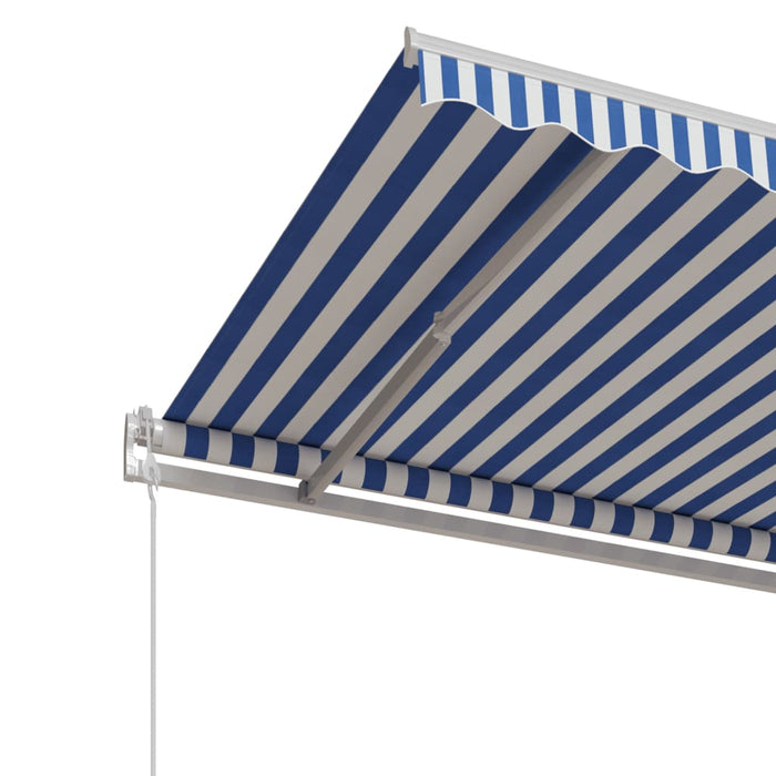 Copertină retractabilă automat, albastru și alb, 500x350 cm - WALTI WALTI