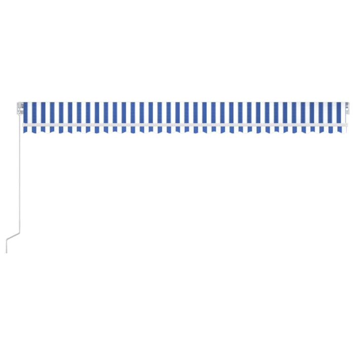 Copertină retractabilă manual, albastru și alb, 600x350 cm WALTI
