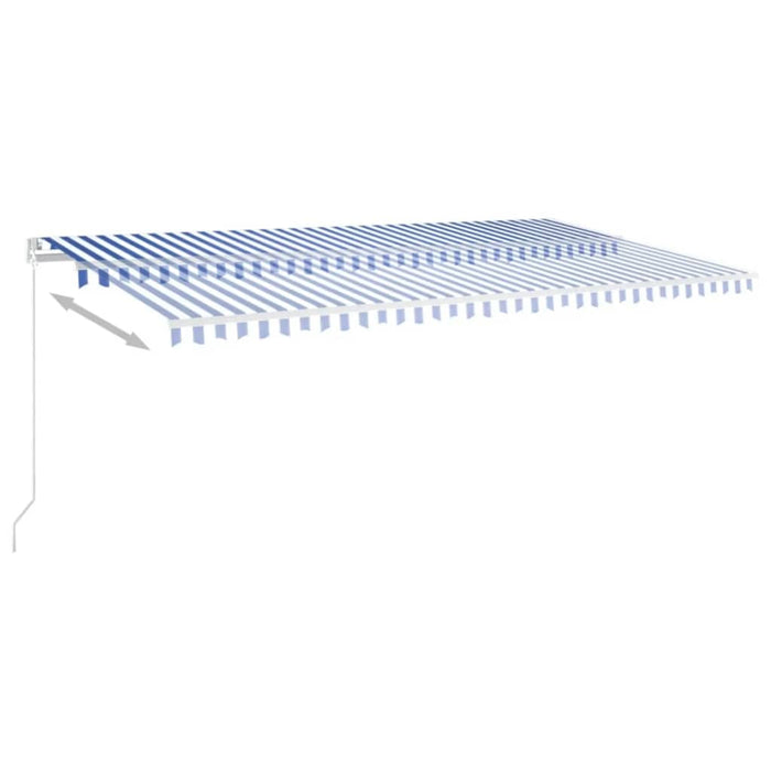 Copertină retractabilă manual LED, albastru și alb, 600x350 cm WALTI