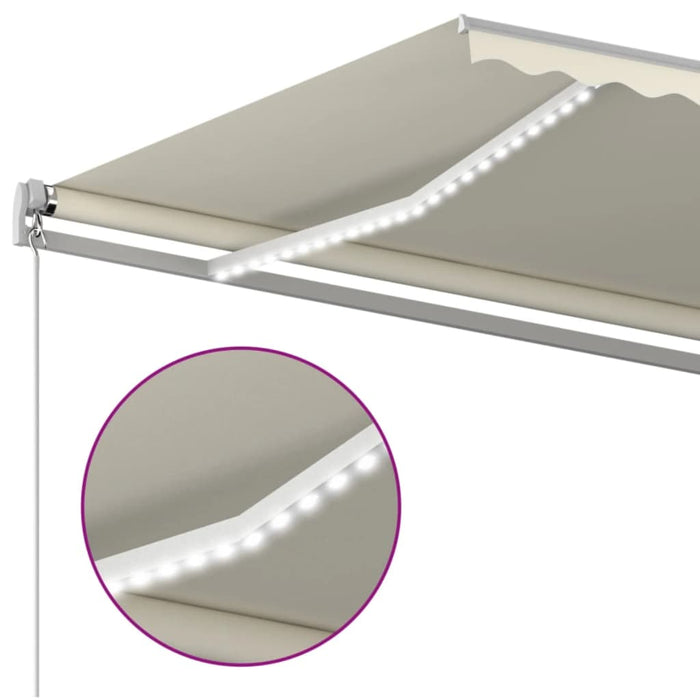 Copertină retractabilă manual cu LED, crem, 600x350 cm WALTI