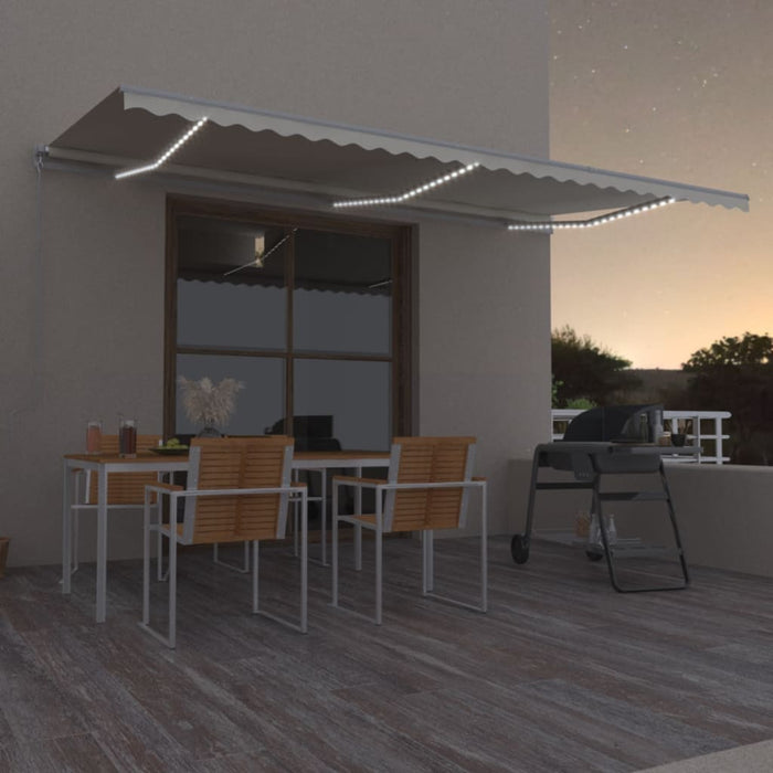 Copertină retractabilă manual cu LED, crem, 600x350 cm WALTI