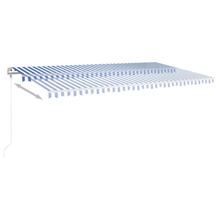 Copertină retractabilă automat, albastru și alb, 600x350 cm WALTI