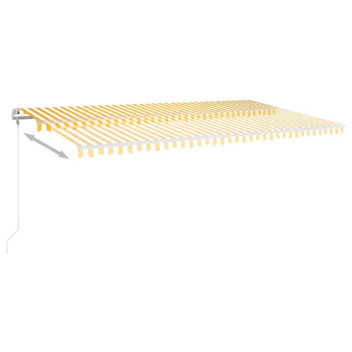 Copertină retractabilă automat, galben și alb, 600x350 cm WALTI