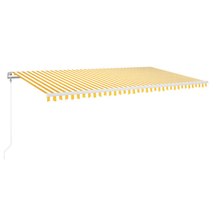 Copertină automată cu senzor vânt & LED, galben&alb, 600x350 cm WALTI