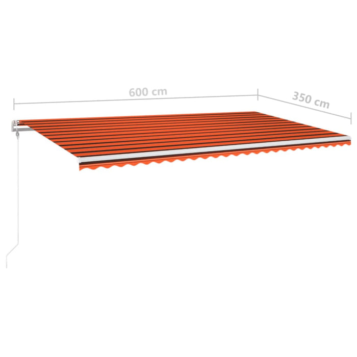 Copertină automată cu senzor vânt&LED, oranj/maro, 600x350 cm WALTI