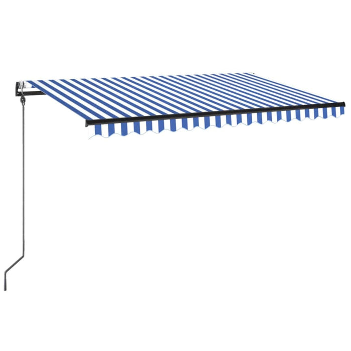 Copertină cu senzor vânt & LED, albastru și alb, 300x250 cm - WALTI WALTI