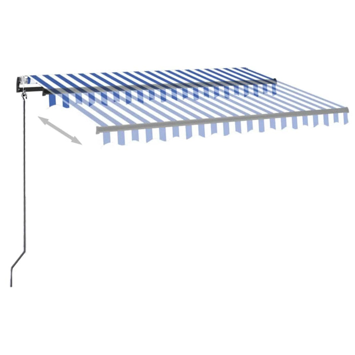 Copertină cu senzor vânt & LED, albastru și alb, 300x250 cm - WALTI WALTI