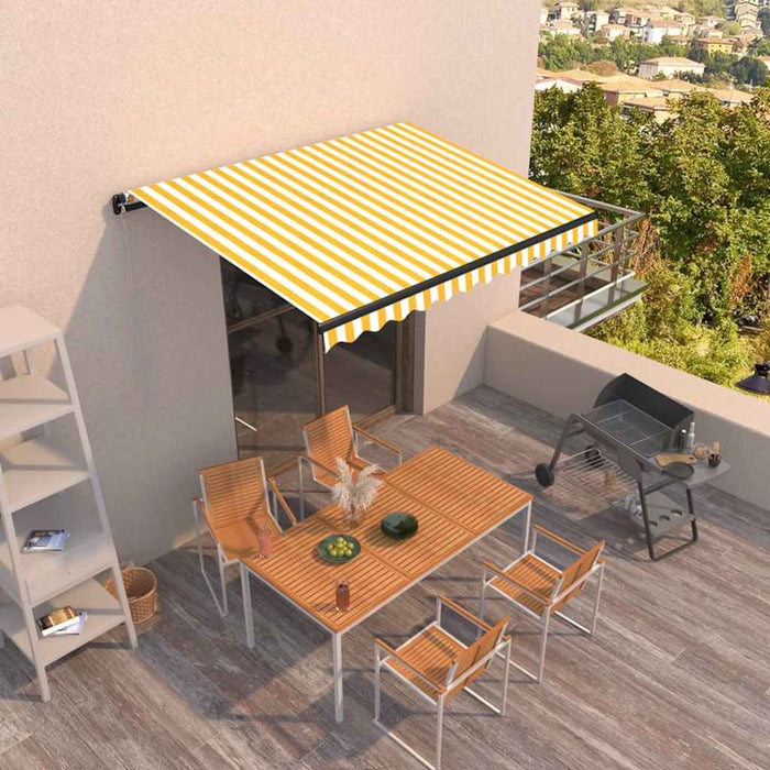 Copertină retractabilă manual, galben și alb, 350x250 cm - WALTI WALTI