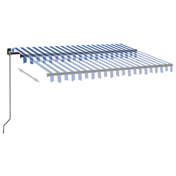 Copertină retractabilă manual LED, albastru și alb, 350x250 cm - WALTI WALTI