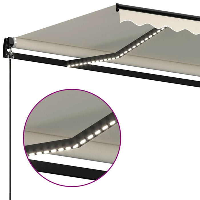 Copertină retractabilă manual cu LED, crem, 350x250 cm WALTI