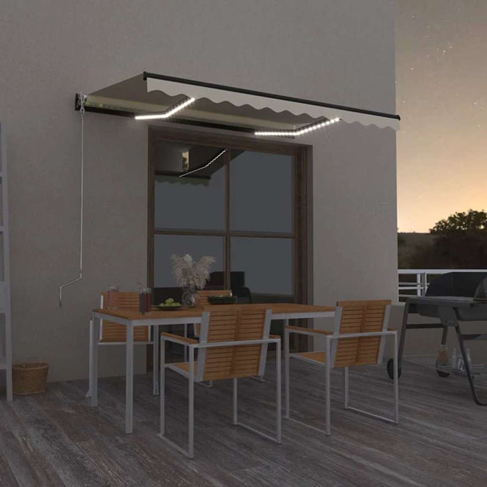 Copertină retractabilă manual cu LED, crem, 350x250 cm WALTI