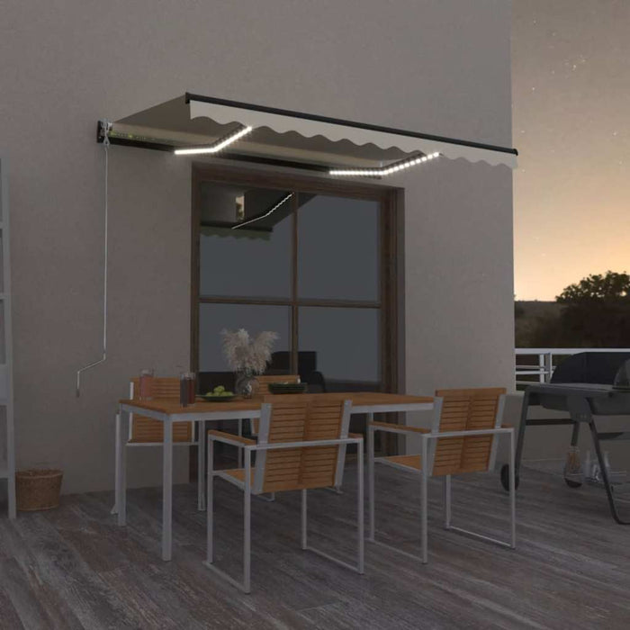 Copertină retractabilă manual cu LED, galben și alb, 350x250 cm WALTI