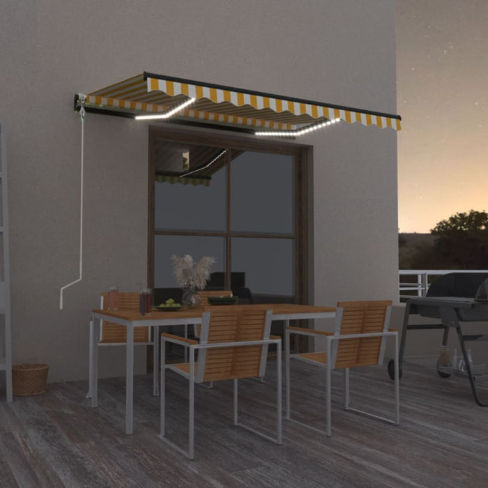 Copertină automată cu senzor vânt&LED, galben/alb, 350x250 cm - WALTI WALTI