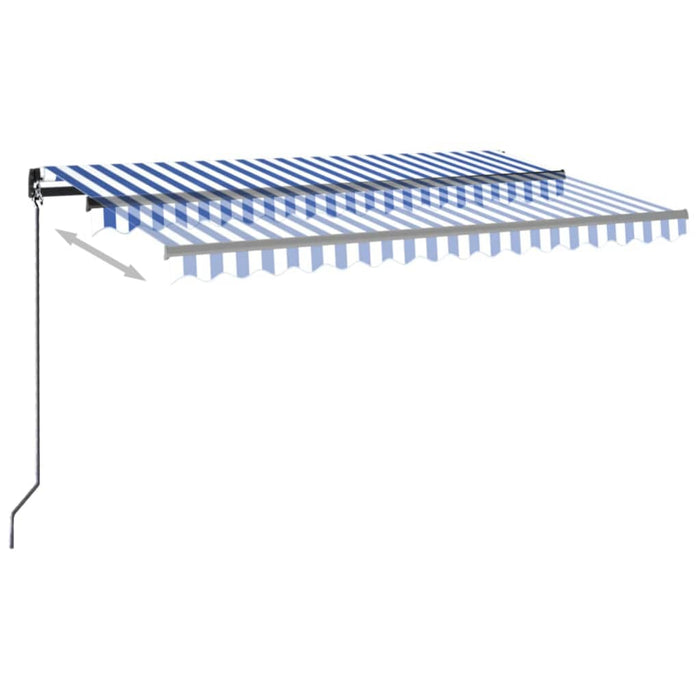 Copertină retractabilă manual, albastru și alb, 400x300 cm WALTI