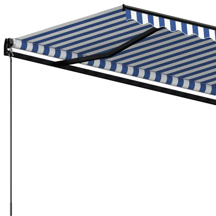 Copertină retractabilă manual, albastru și alb, 400x300 cm WALTI