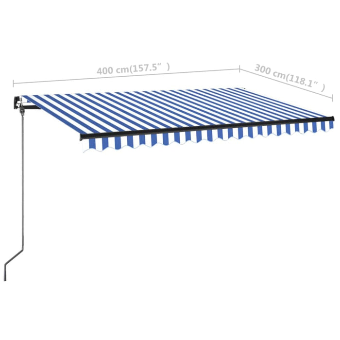 Copertină retractabilă manual, albastru și alb, 400x300 cm WALTI