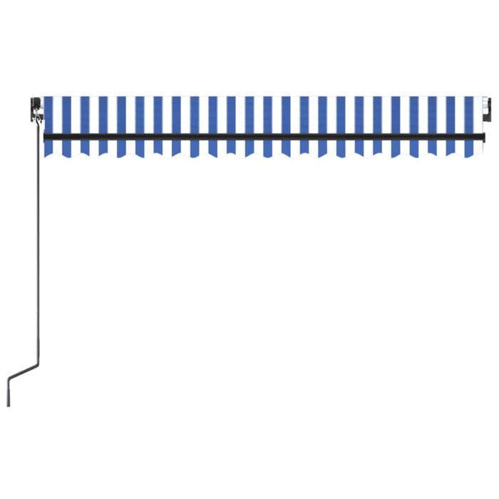 Copertină retractabilă manual cu LED, albastru&alb, 400x300 cm WALTI