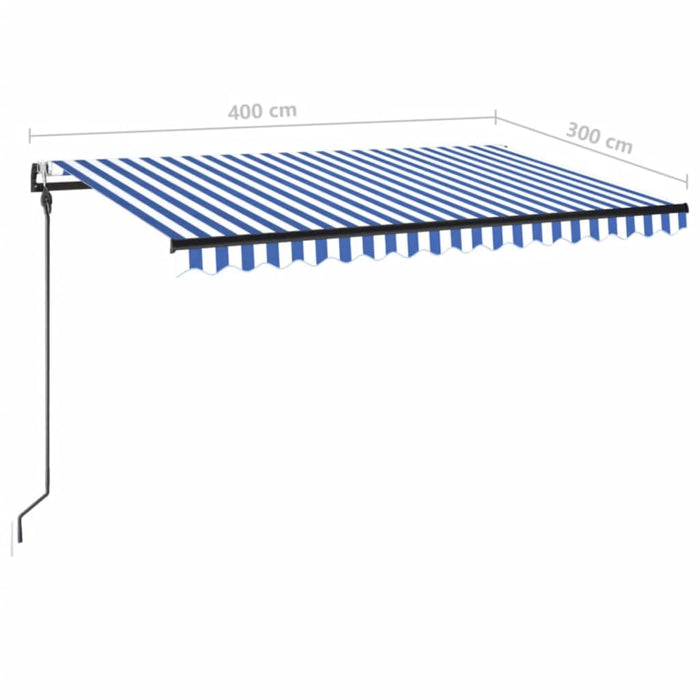 Copertină retractabilă automat, albastru și alb, 400x300 cm WALTI