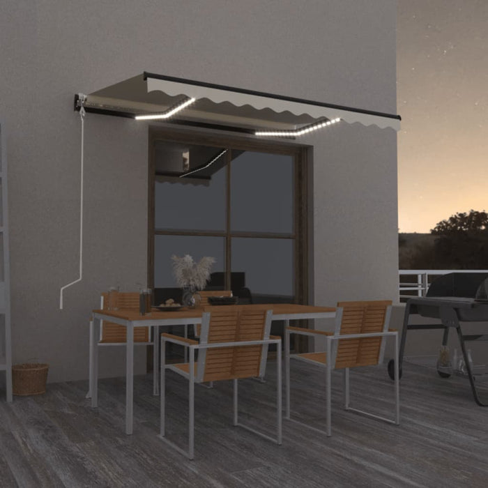 Copertină automată cu senzor vânt & LED, crem, 400x300 cm WALTI