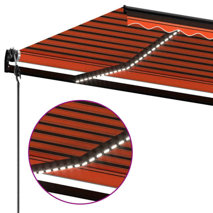 Copertină automată senzor vânt&LED, portocaliu/maro, 400x300 cm WALTI