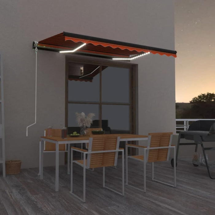 Copertină automată senzor vânt&LED, portocaliu/maro, 400x300 cm WALTI