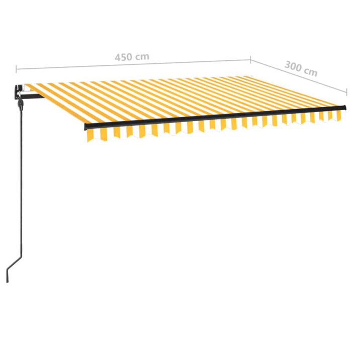 Copertină retractabilă manual, galben și alb, 450x300 cm WALTI