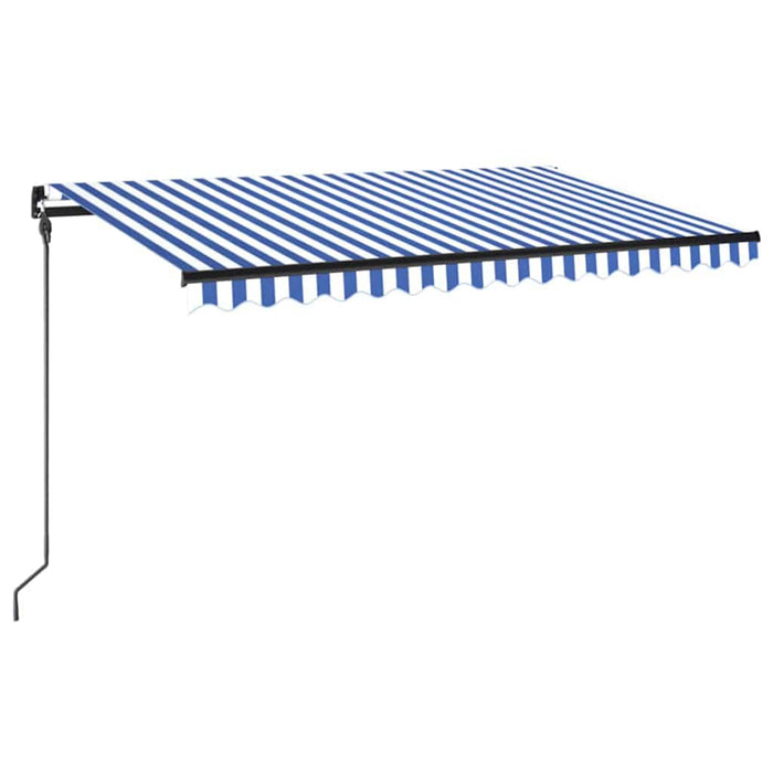 Copertină retractabilă manual LED, albastru și alb, 450x300 cm WALTI