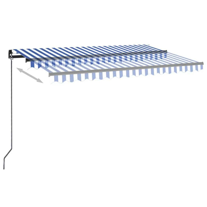 Copertină retractabilă manual LED, albastru și alb, 450x300 cm WALTI