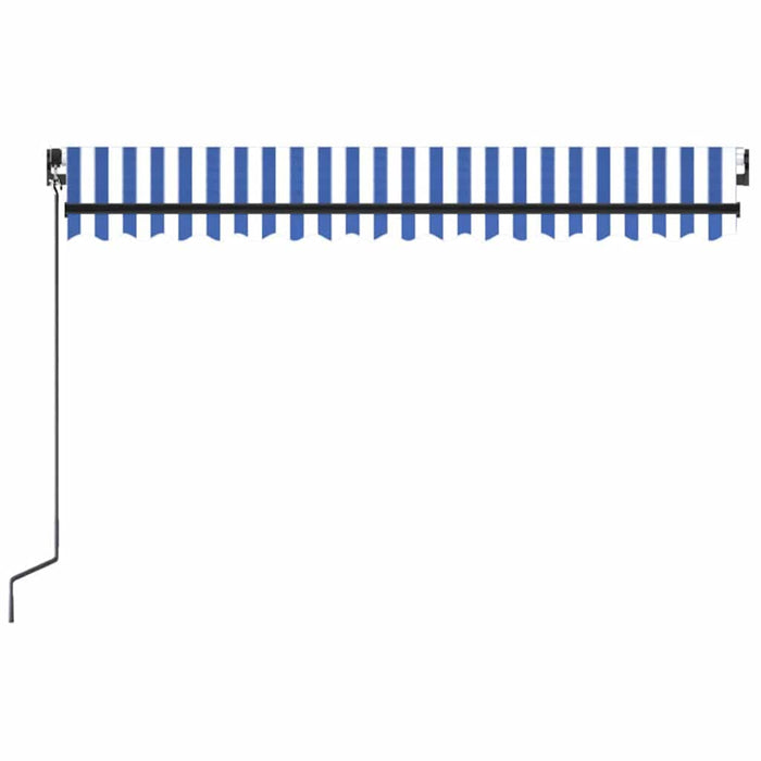 Copertină retractabilă manual LED, albastru și alb, 450x300 cm WALTI