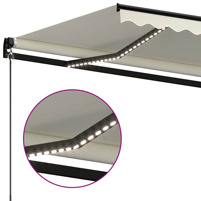 Copertină retractabilă manual cu LED, crem, 450x300 cm WALTI