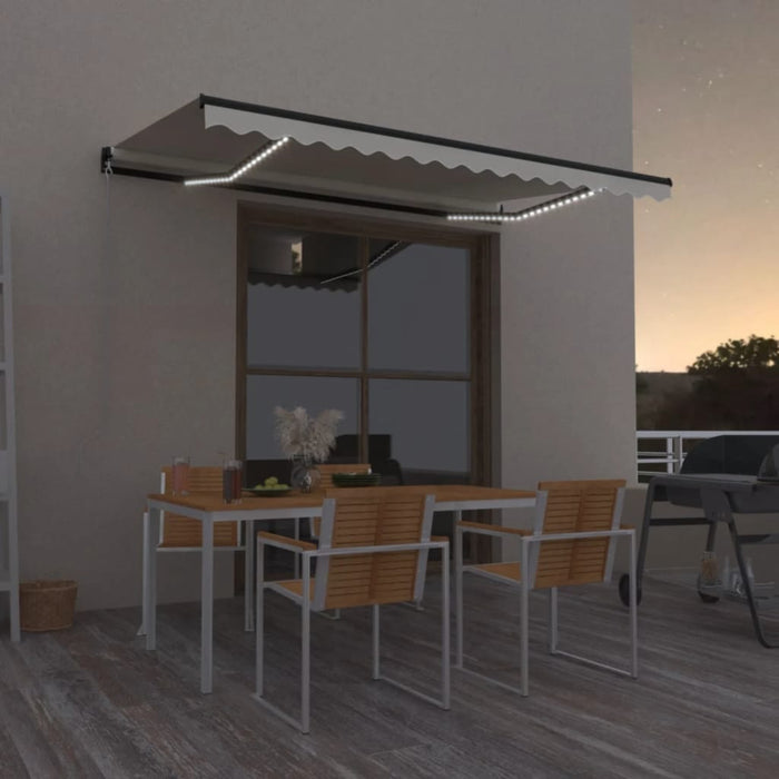 Copertină retractabilă manual cu LED, crem, 450x300 cm WALTI