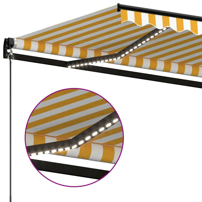 Copertină retractabilă manual cu LED, galben și alb, 450x300 cm WALTI