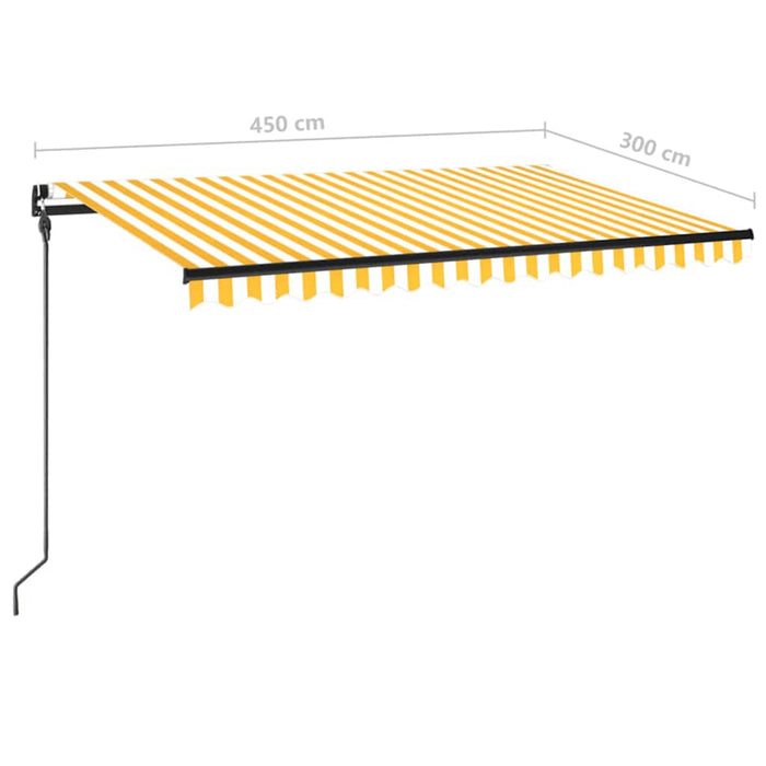 Copertină retractabilă manual cu LED, galben și alb, 450x300 cm WALTI