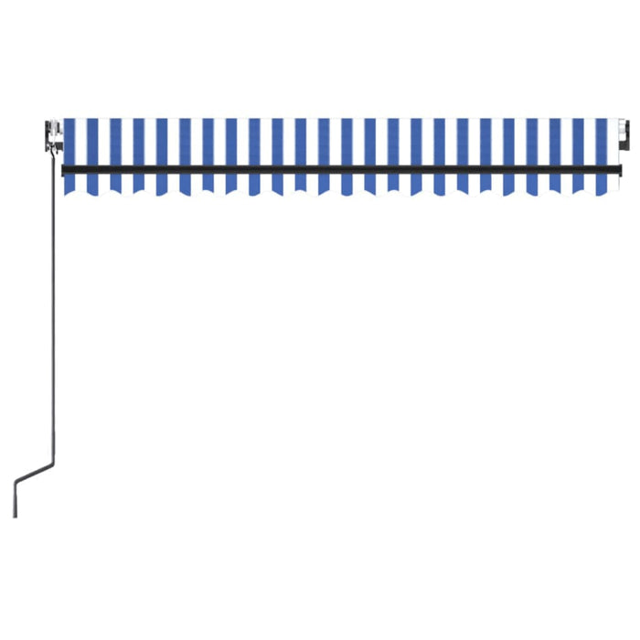 Copertină retractabilă automat, albastru și alb, 450x300 cm WALTI