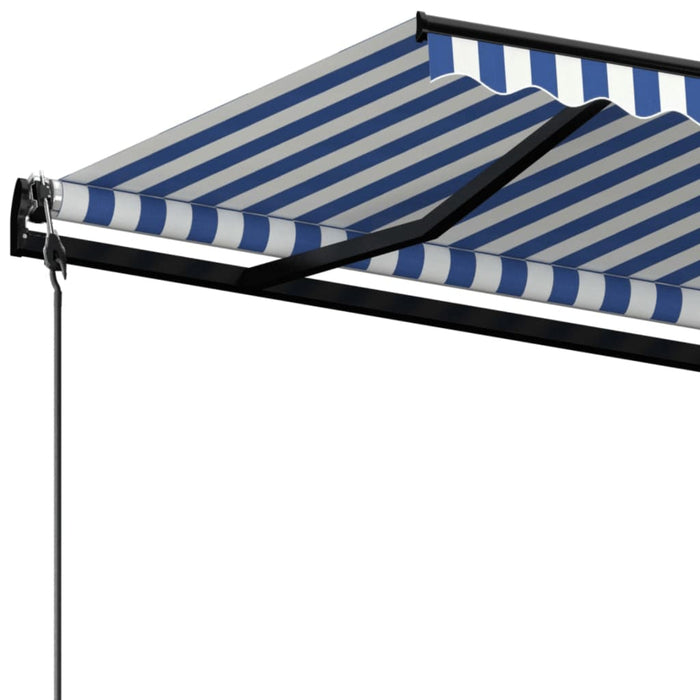Copertină retractabilă automat, albastru și alb, 450x300 cm WALTI