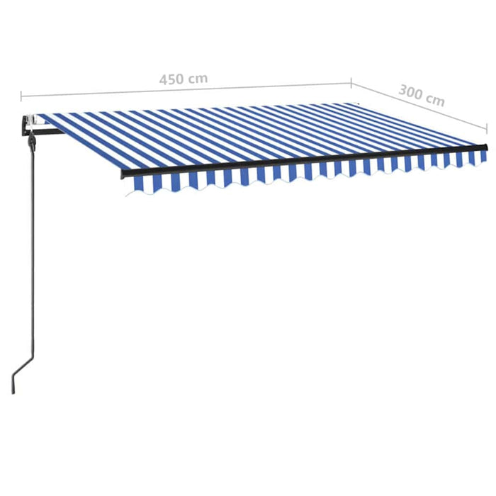Copertină automată cu senzor vânt&LED, albastru/alb, 450x300 cm WALTI