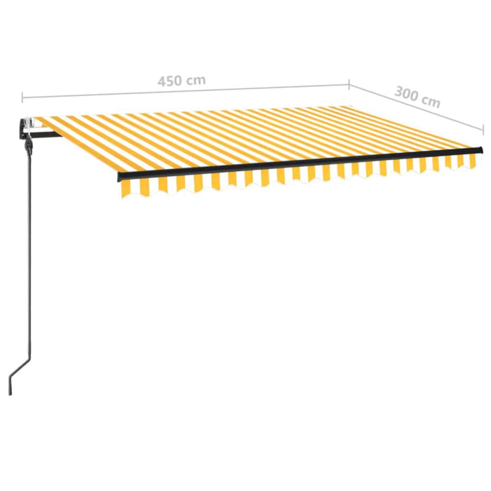 Copertină automată cu senzor vânt&LED, galben&alb, 450x300 cm WALTI
