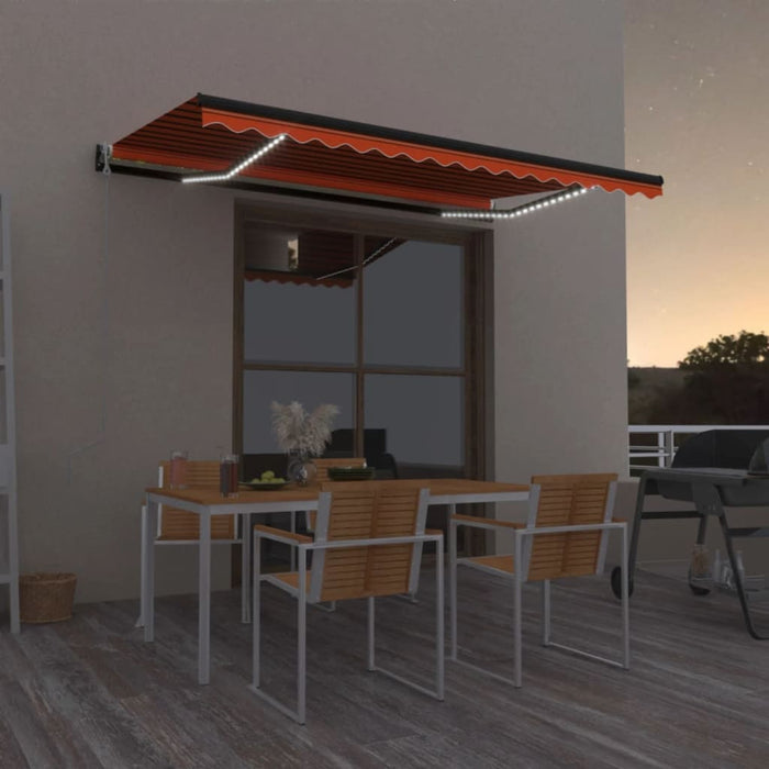 Copertină automată senzor vânt&LED portocaliu/maro, 450x300 cm WALTI