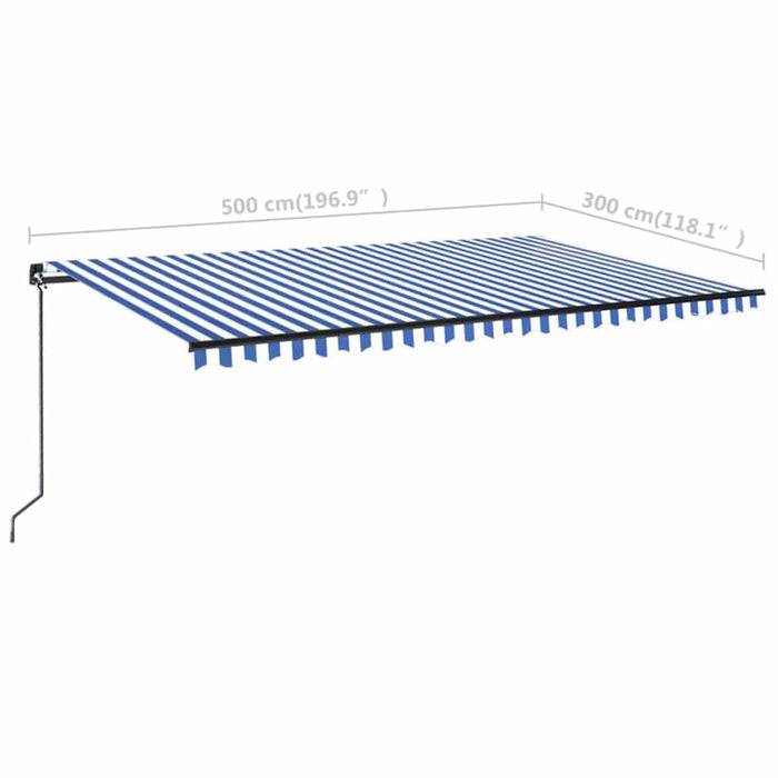 Copertină retractabilă manual cu LED, albastru & alb 500x300 cm WALTI