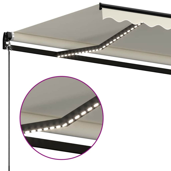 Copertină retractabilă manual cu LED, crem, 500x300 cm - WALTI WALTI