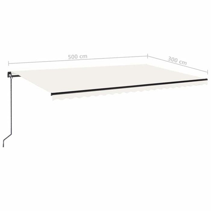 Copertină retractabilă manual cu LED, crem, 500x300 cm - WALTI WALTI