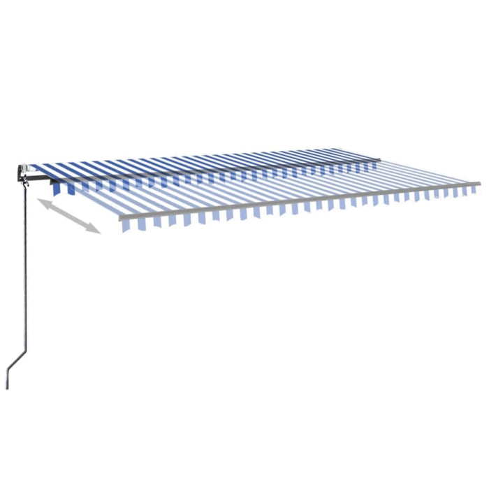 Copertină automată cu senzor vânt&LED, albastru/alb 500x300 cm WALTI