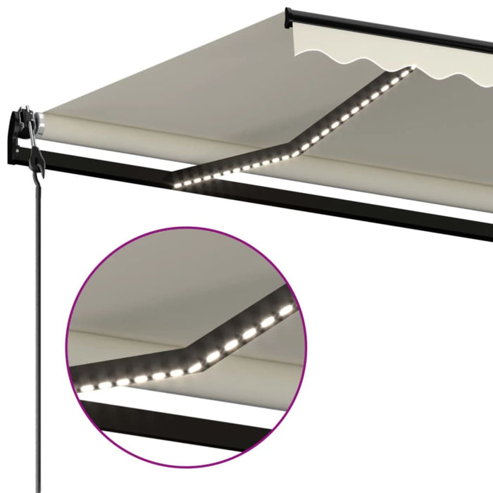 Copertină automată cu senzor vânt & LED, crem, 500x300 cm WALTI